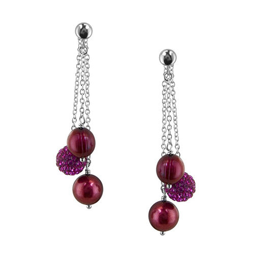 Honora Sterling Silver Cherry Round Ringed Freshwater Cultured Pearl Bead Drop Earrings - Honora