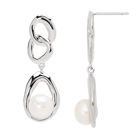 Honora Sterling Silver White Pearl Drop Earrings - Honora