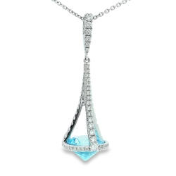 CHARLES KRYPELL TOPAZ AND DIAMOND DROP PENDANT 4-7368-WSWBT