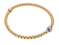 FOPE FLEX'IT BRACELET WITH PAVE DIAMOND RONDEL 73301BX_PB_G_XBX_00M