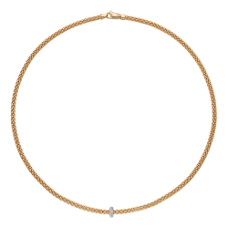 FOPE MESH NECKLACE WITH PAVE DIAMOND SLIDE RONDEL 74508CX_BB_G_XBX_043