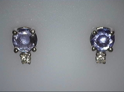 YOGO SAPPHIRE AND DIAMOND 2 STONE STUD EARRINGS 29565:1002:P