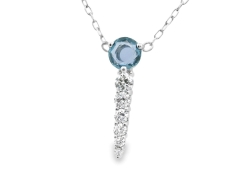 YOGO SAPPHIRE AND DIAMOND STATION NECKLACE 88766:160:S