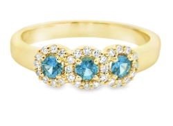 YOGO SAPPHIRE AND DIAMOND 3 STONE RING 122832:148:P